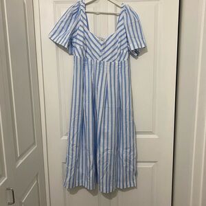 Blue and White Striped Linen Dress